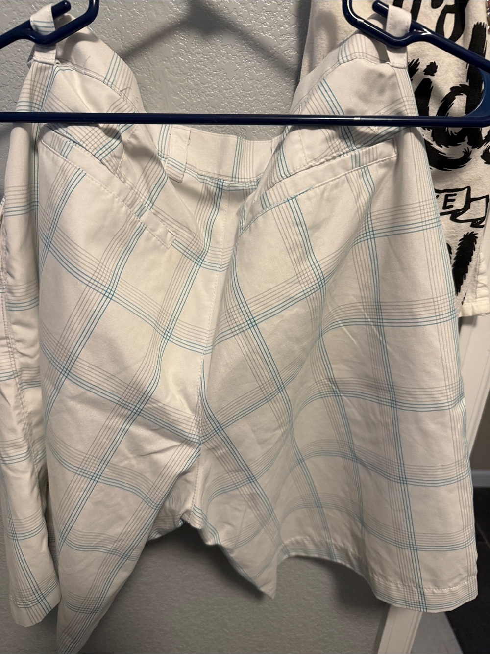 Callaway White with Light Blue Plaid Golf Shorts - Picture 3 of 3
